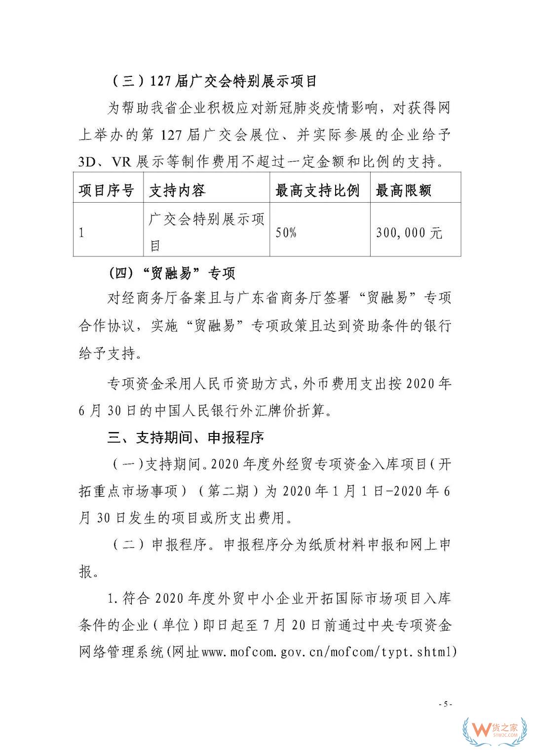 申報通知 || 中央財政2020年度外經貿發展專項資金項目入庫（開拓重點市場事項）（第二期）申報指南—貨之家